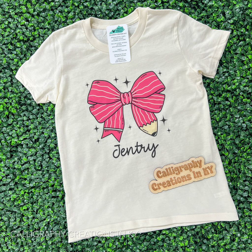 CUSTOM PREORDER • Name Pencil Bow (Multiple Options)