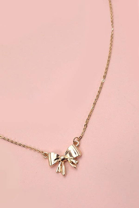 Simple Gold Bow Necklace