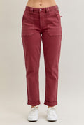 Burgundy Cuffed Jeans  • Judy Blue