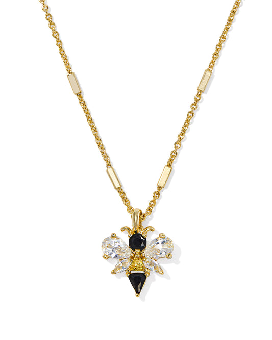 Kendra Scott Bee Short Pendant Necklace - Gold Black Yellow Mix