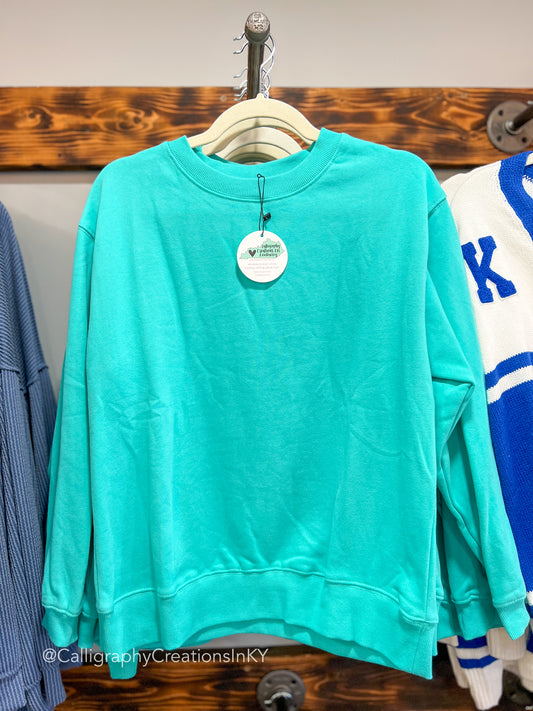 ONE MEDIUM LEFT - Plain Teal Sweatshirt FINAL SALE