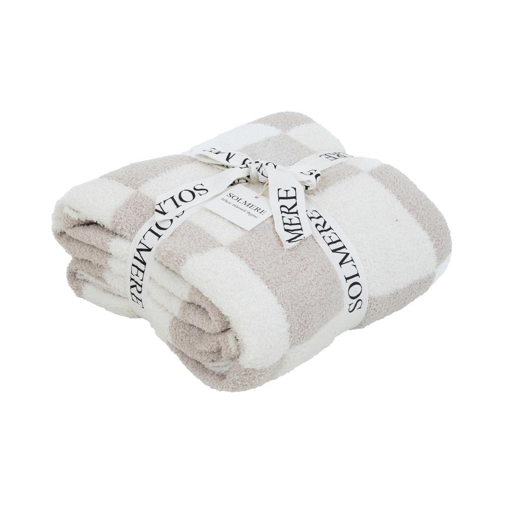Tan Check Cozy Blanket