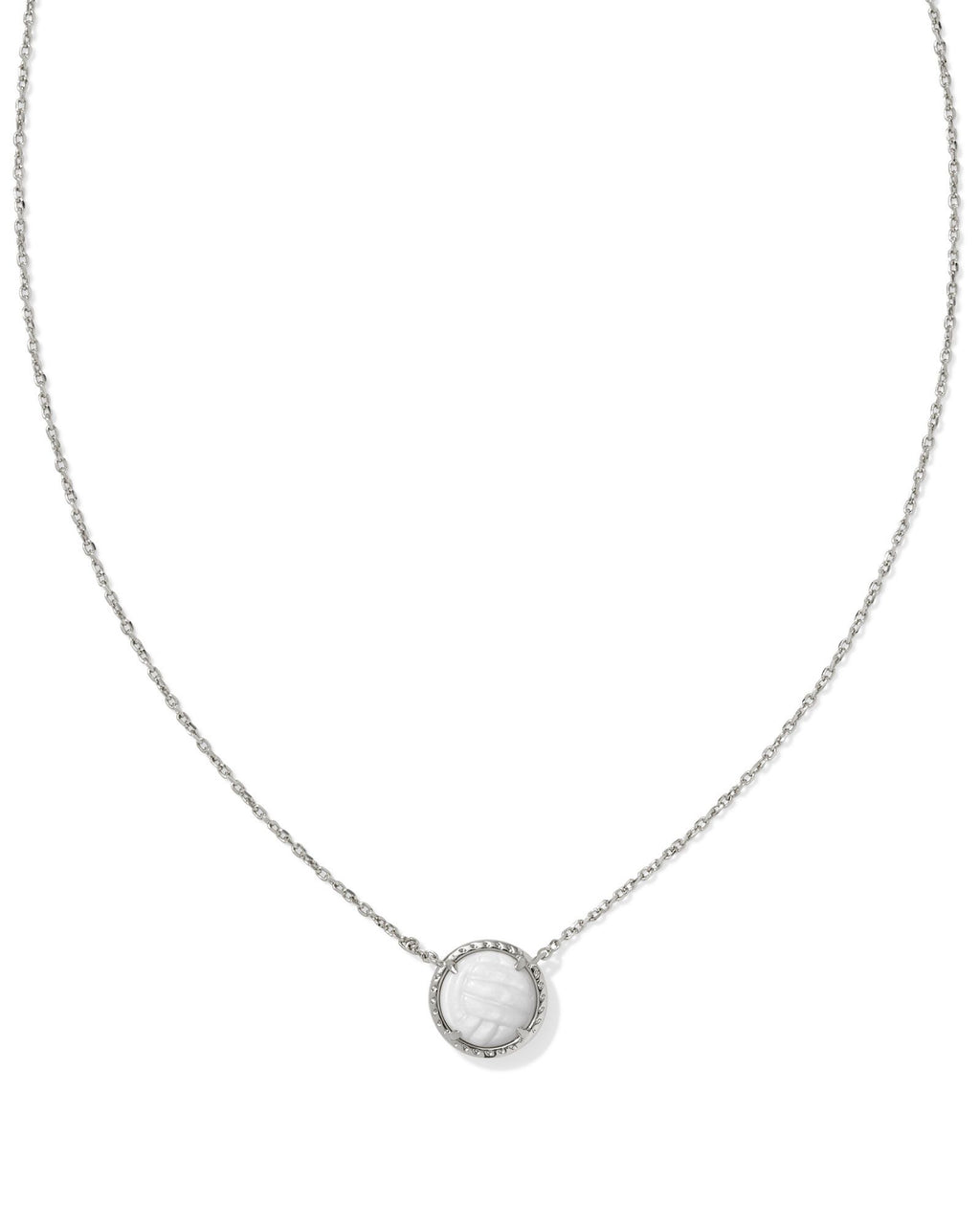 Kendra Scott Volleyball Short Pendant Necklace - Silver White Mother Of Pearl
