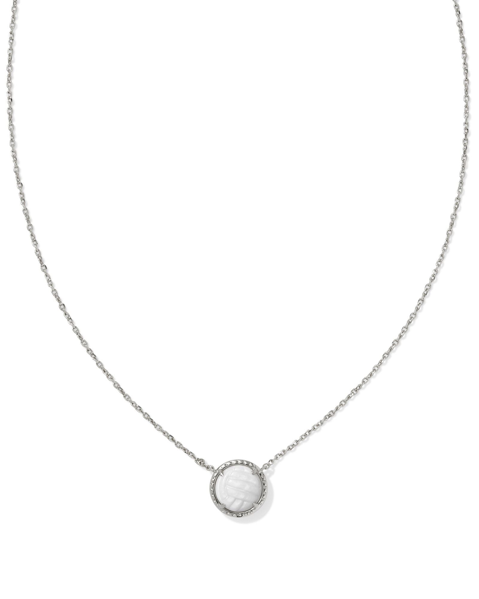 Kendra Scott Volleyball Short Pendant Necklace - Silver White Mother Of Pearl