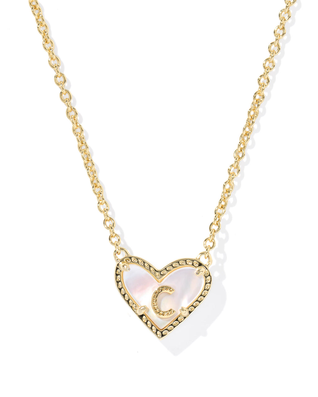Kendra Scott Heart Letter C Short Pendant Necklace - Gold Ivory Mother Of Pearl