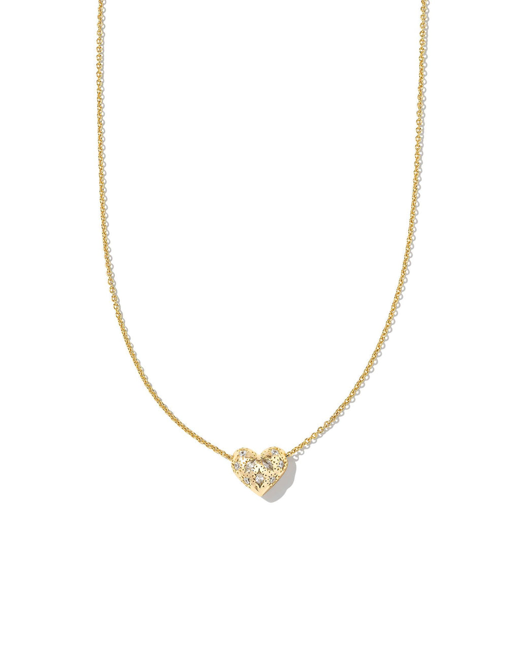Kendra Scott Holland Heart Short Pendant Necklace - Gold White Crystal