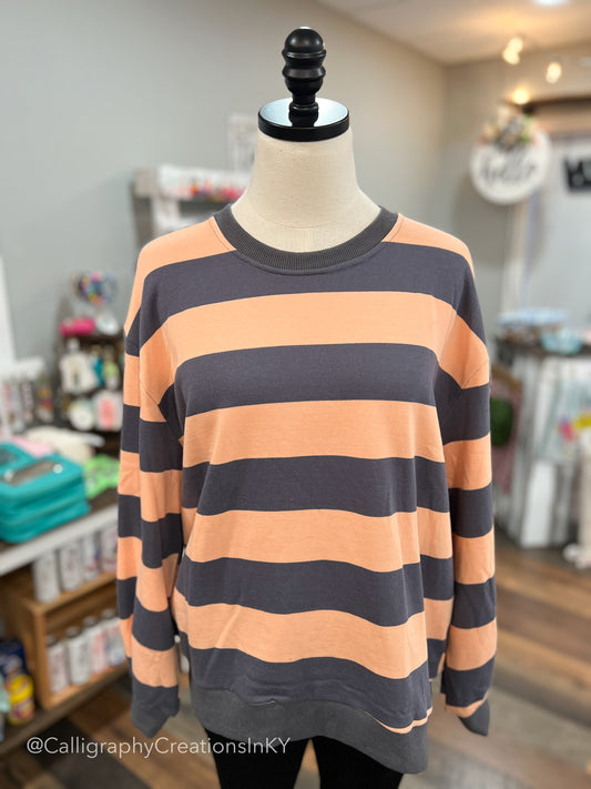 Peach + Grey | Sara Stripe Top