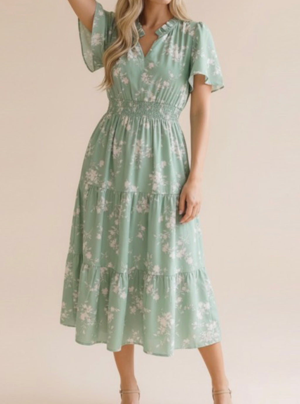 Sage Floral Dress *FINAL SALE*