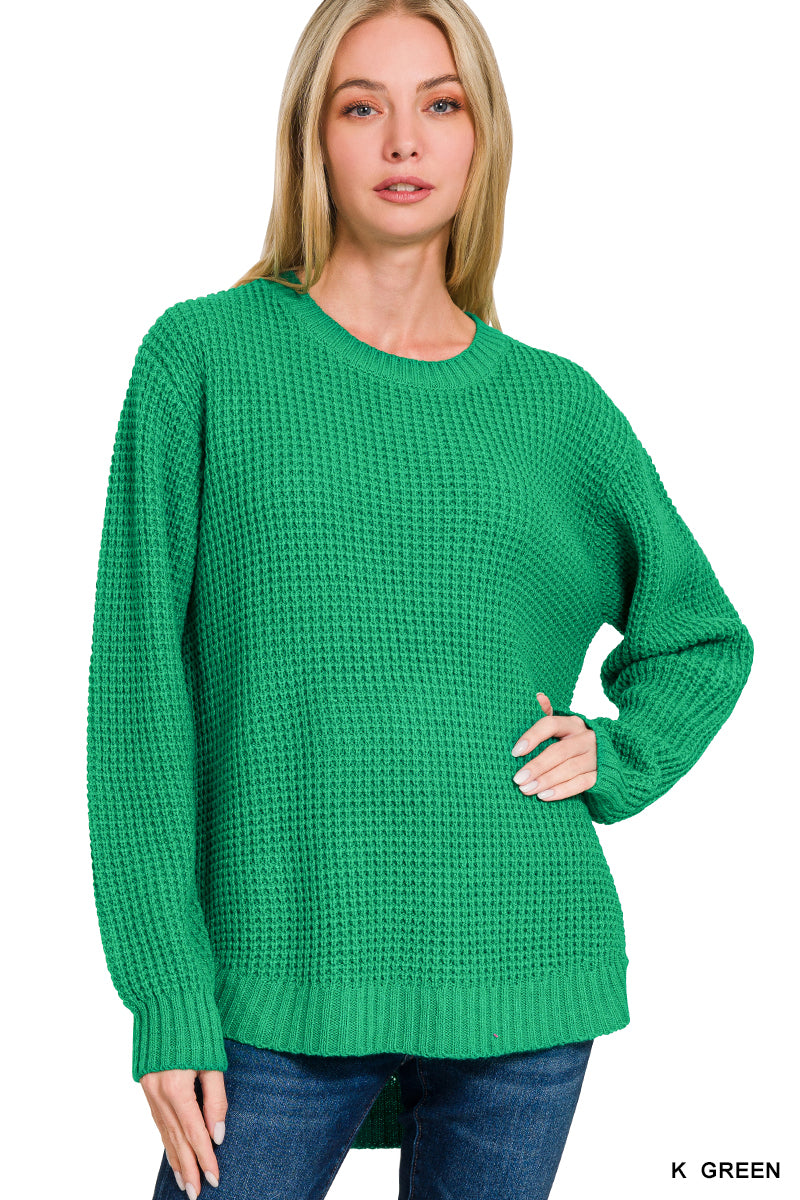 Kelly Green | Classic Waffle Sweater