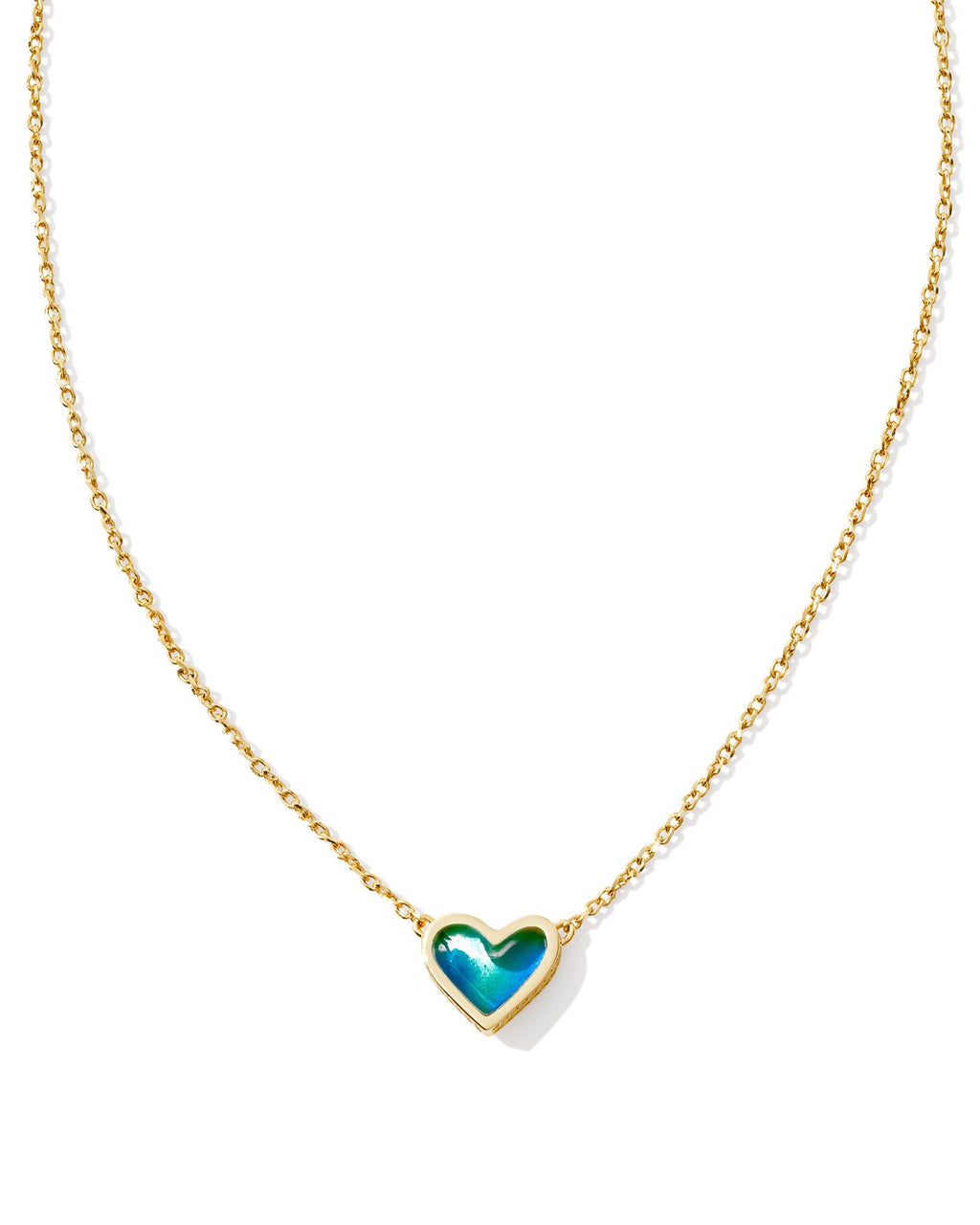 Kendra Scott Framed Ari Heart Short Pendant Necklace - Gold Mood Stone