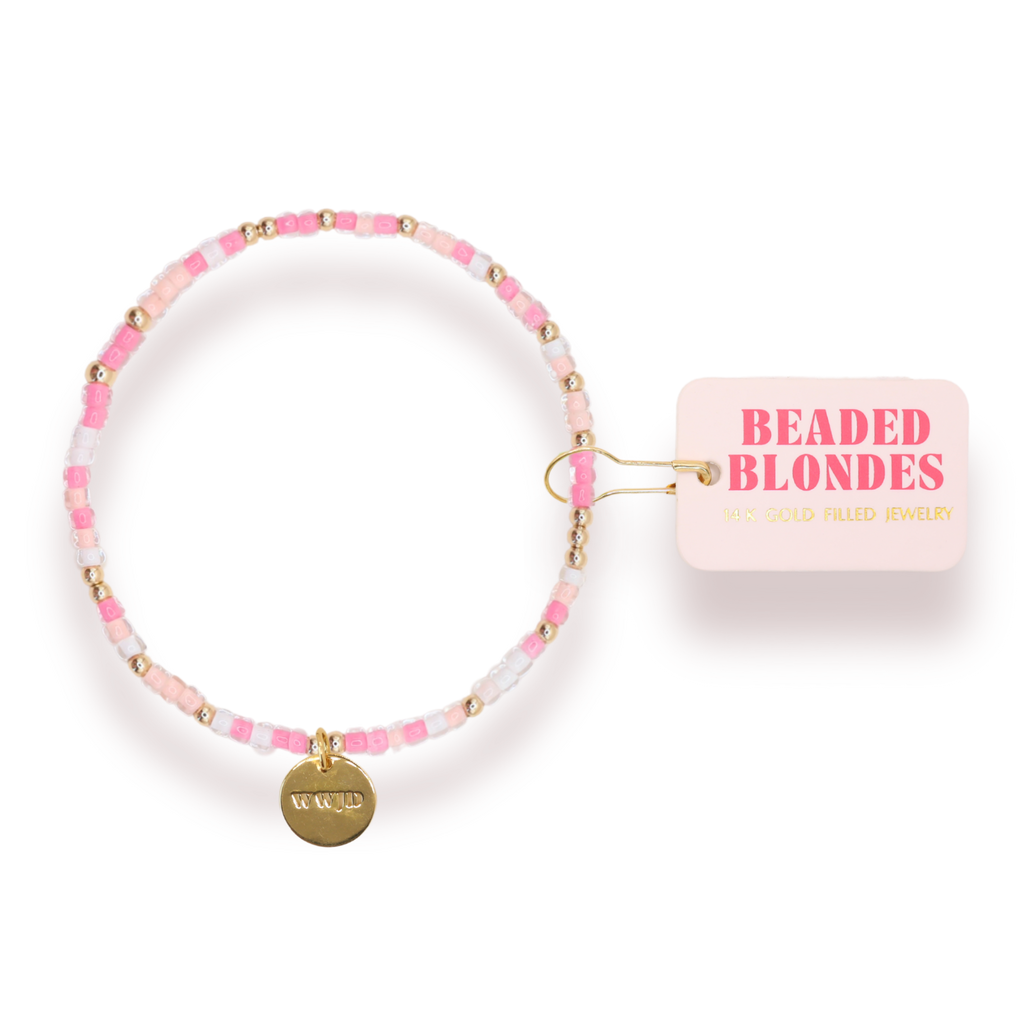 WWJD Charm Sprinkle Bracelet: Standard 6.75 inch | Beaded Blondes