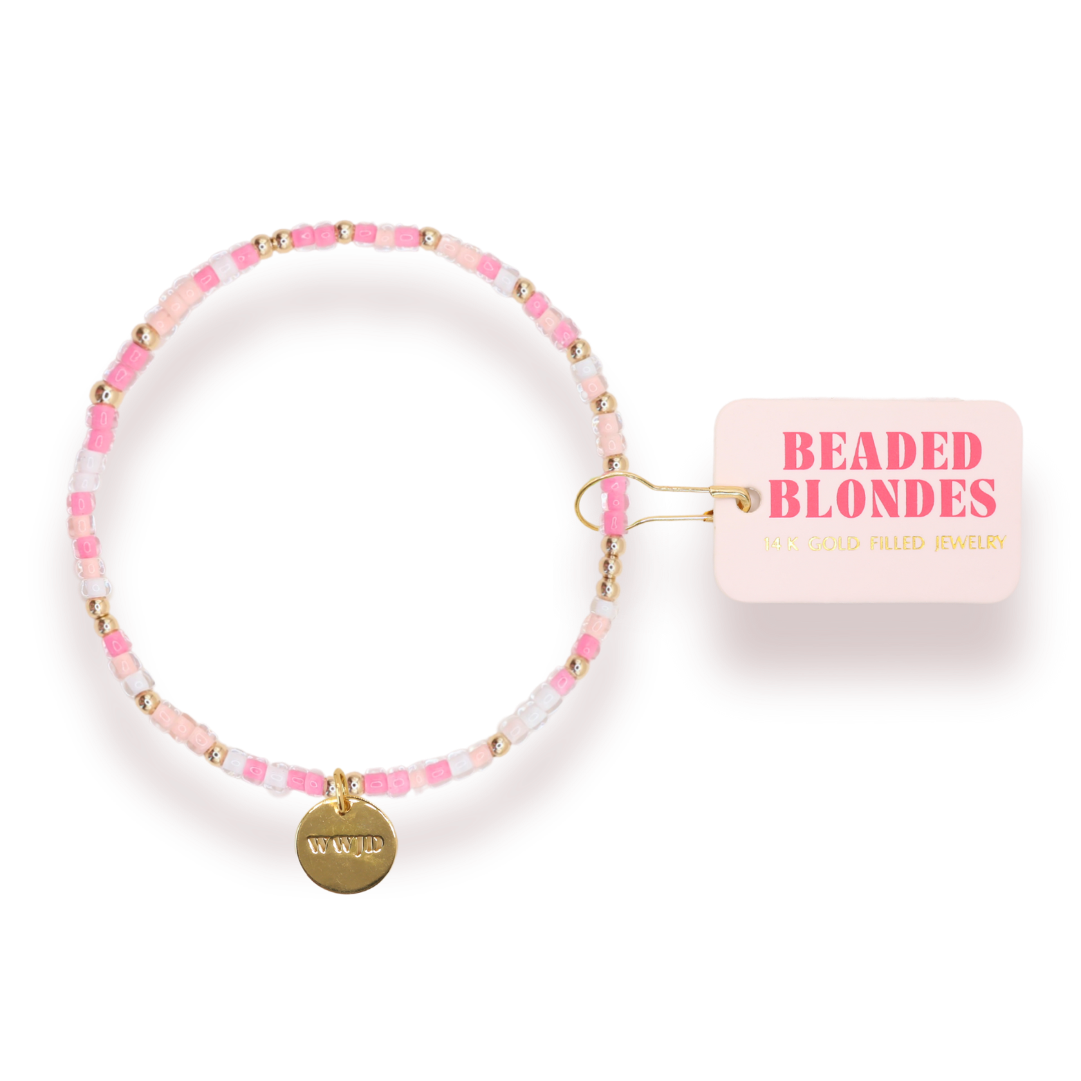 WWJD Charm Sprinkle Bracelet: Standard 6.75 inch | Beaded Blondes