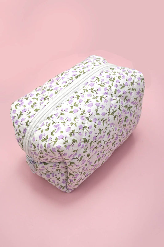 Lavender Quilted Cosmetic Pouch