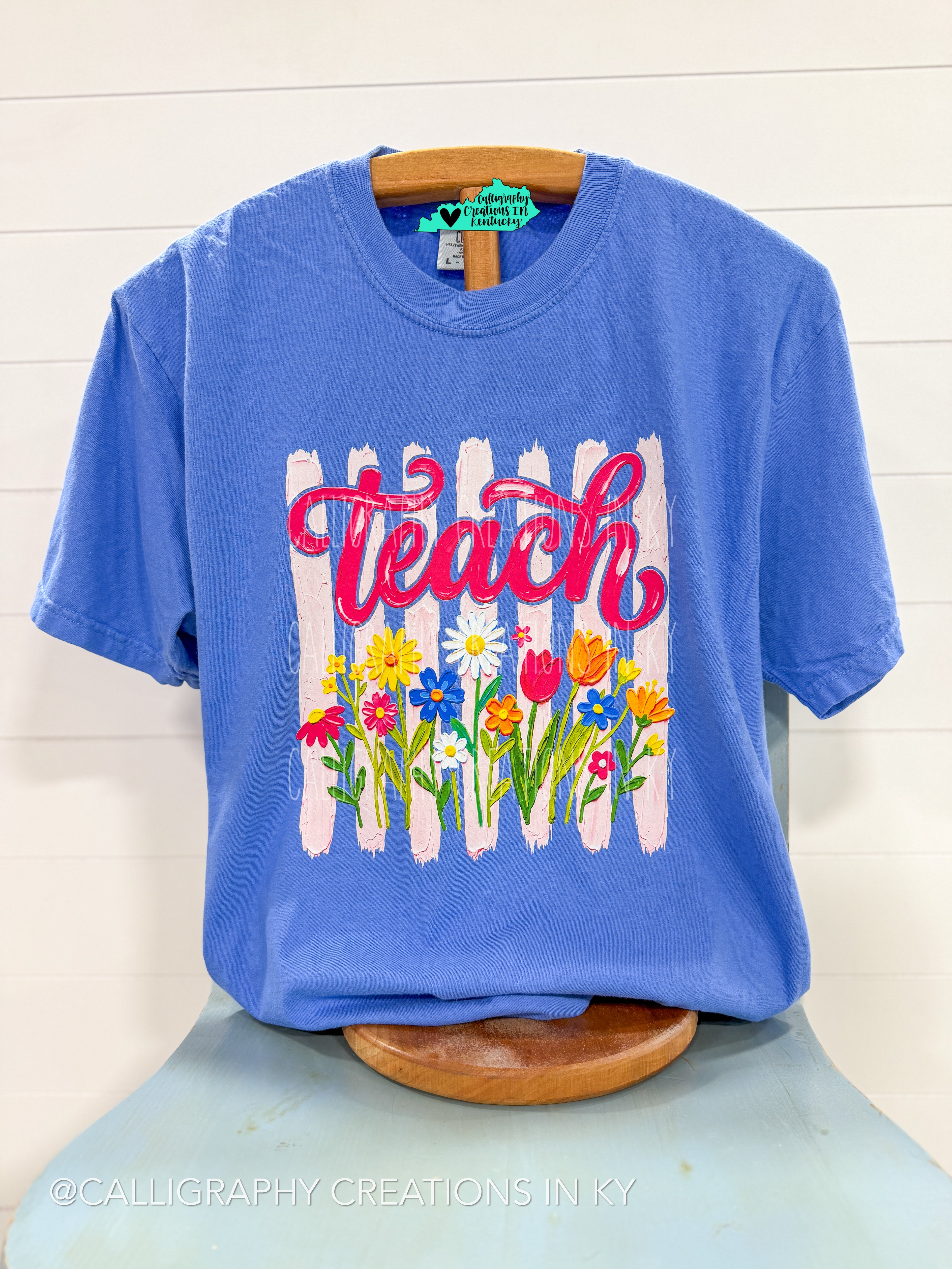 Faux Painted Floral Teach CC Tee