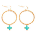 Teal | Cross Dangle Earrings