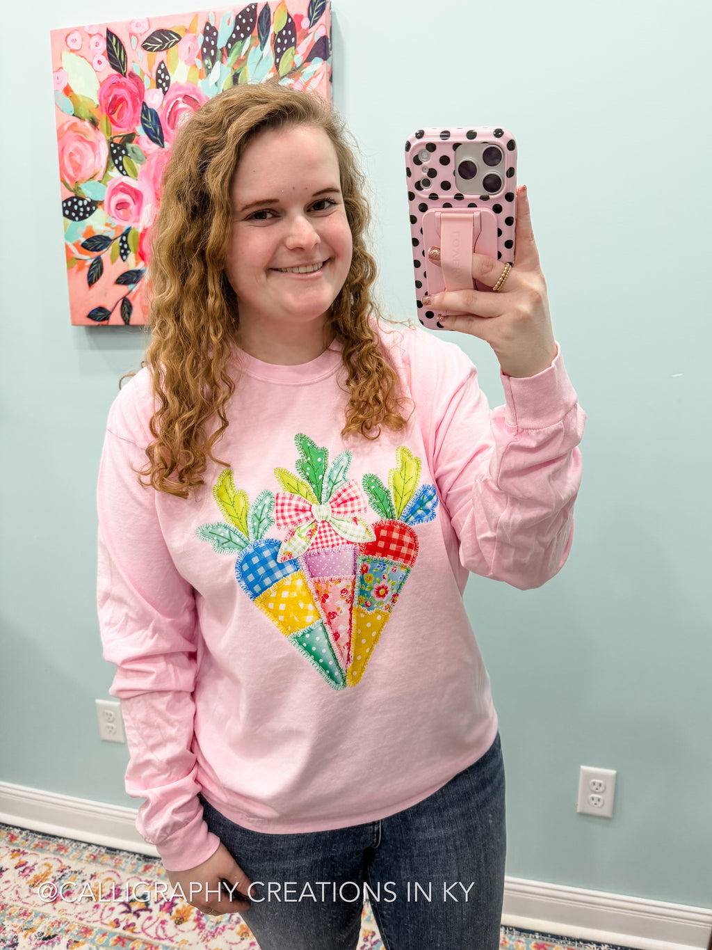 Faux Patchwork Carrots LS CC Tee