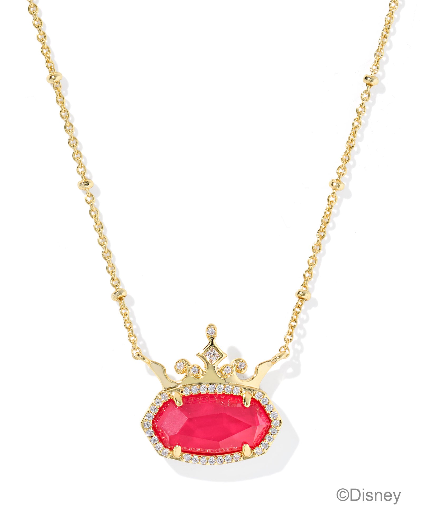 Kendra Scott Disney Elisa Princess Short Pendant Necklace - Gold Dark Pink Mother Of Pearl (Determined)
