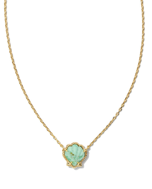 Kendra Scott Brynne Shell Pendant Necklace - Gold Sea Green Chrysocolla