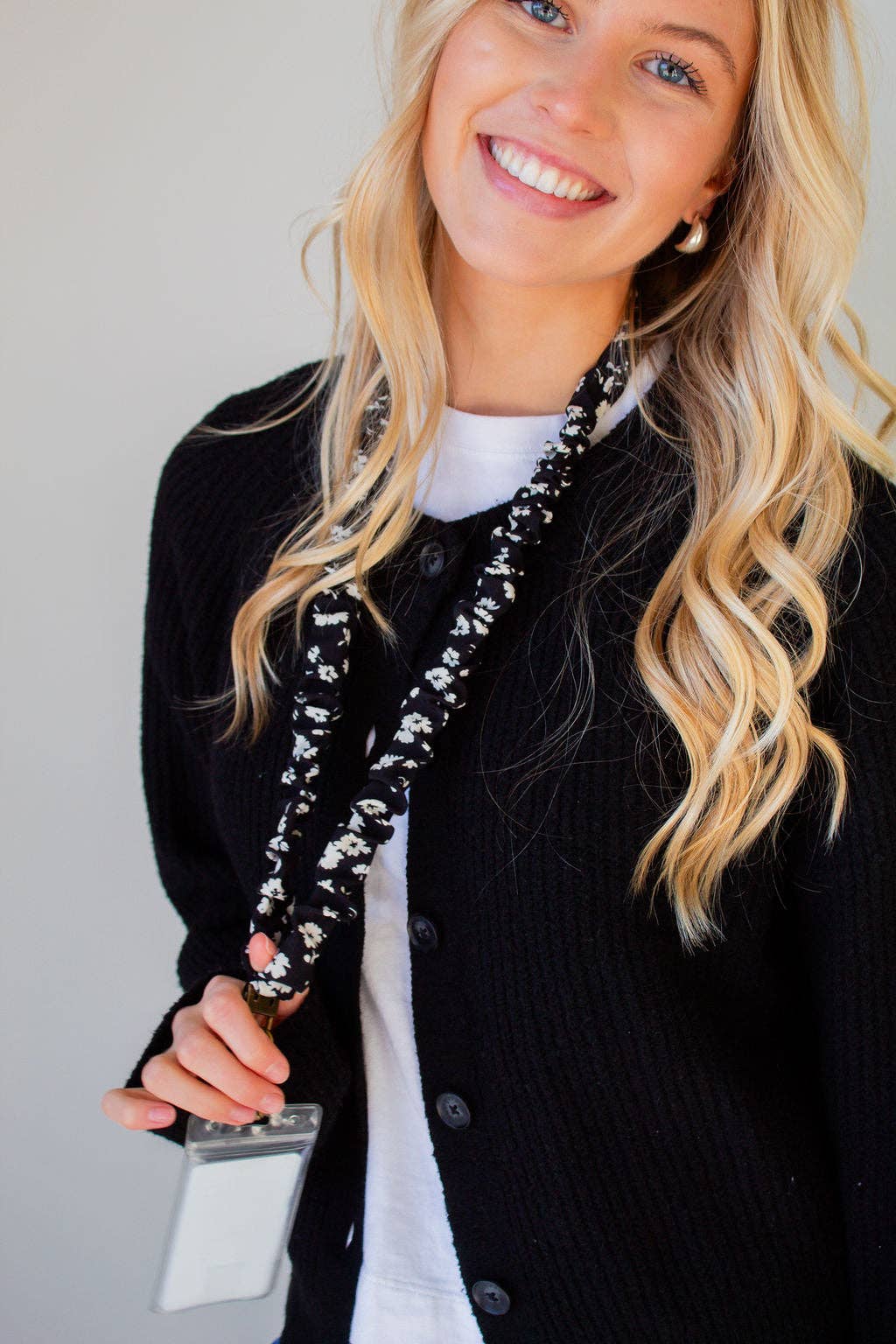 Onyx Floral Scrunchie Lanyard