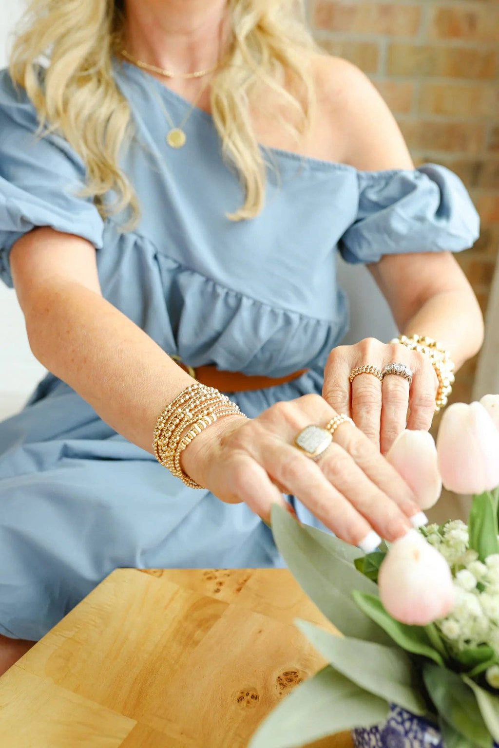 Lucky Fluted Bracelet: Standard 6.75 inch | Beaded Blondes