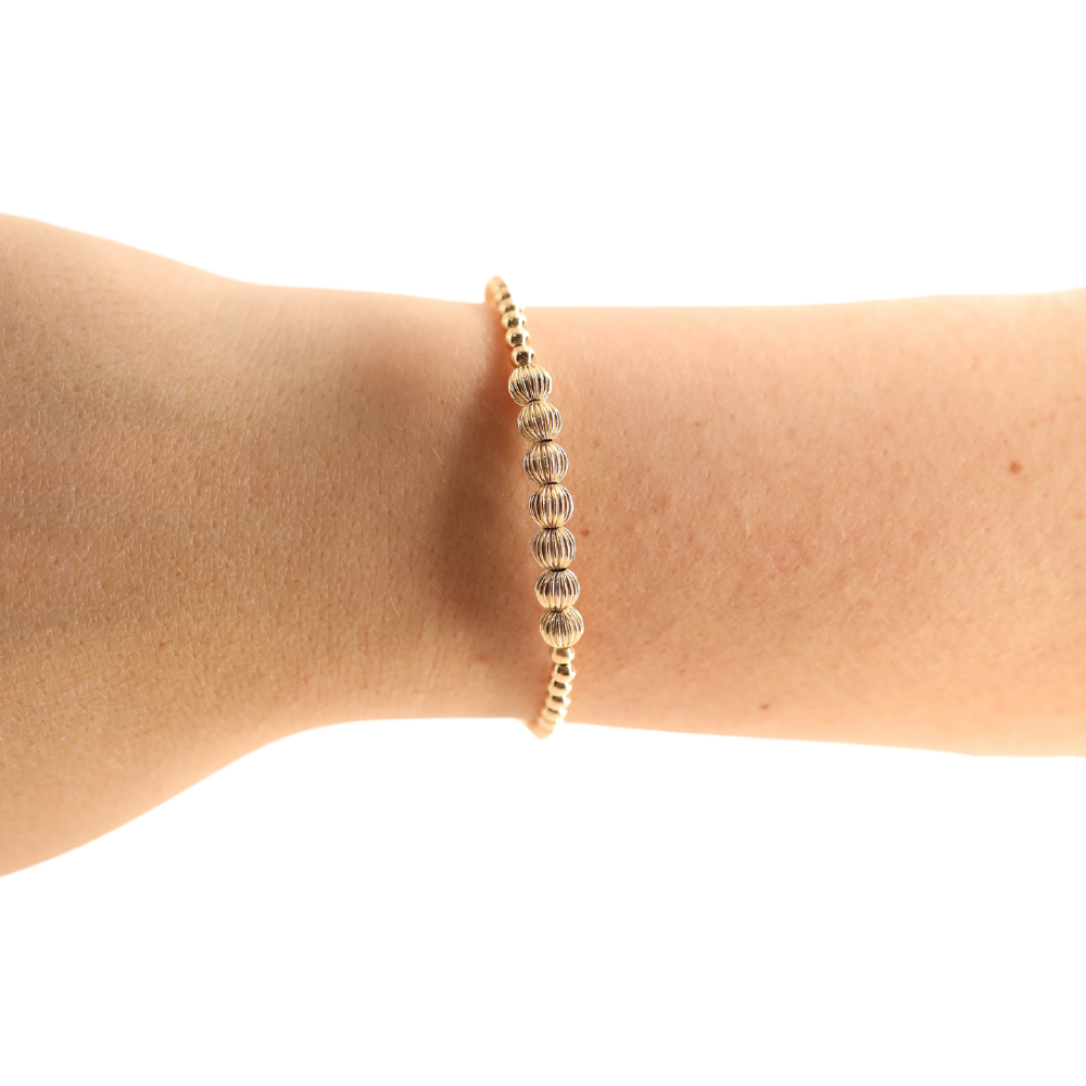 Lucky Fluted Bracelet: Standard 6.75 inch | Beaded Blondes