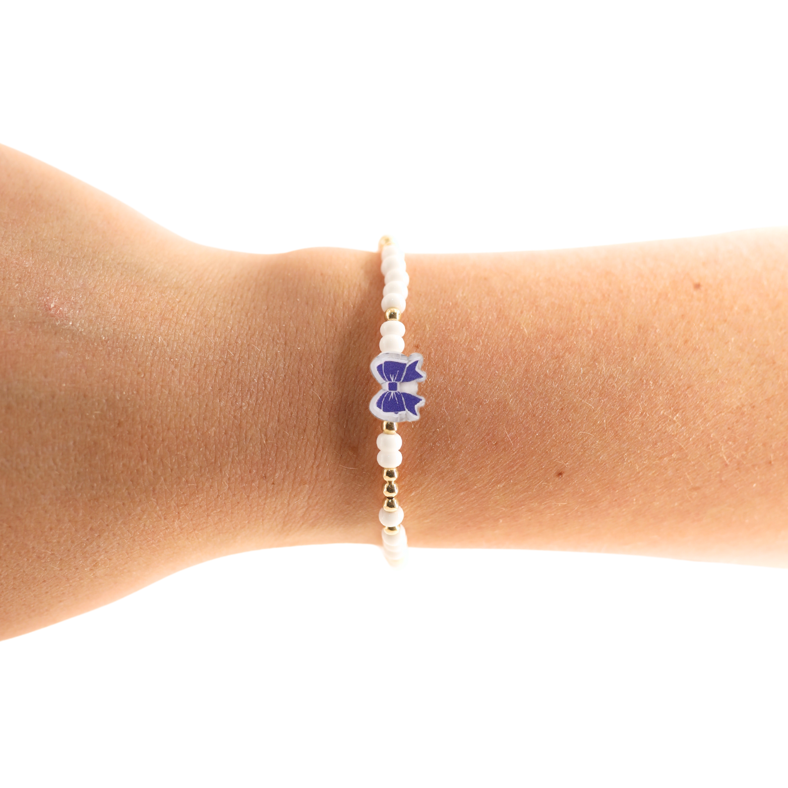 Royal Blue Bow Bracelet: Standard 6.75 inch / Sprinkle | Beaded Blondes