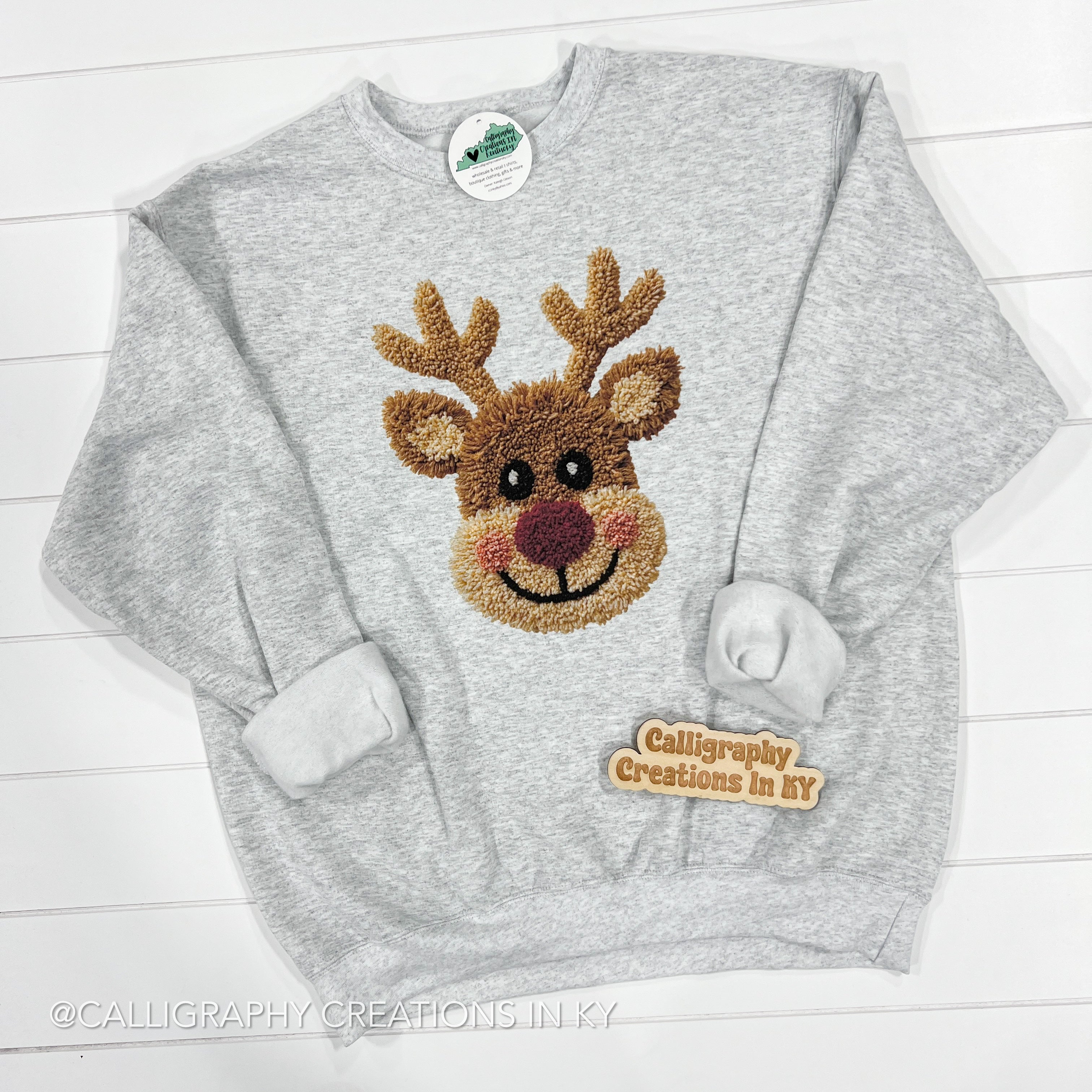 Faux Crochet Reindeer Sweatshirt