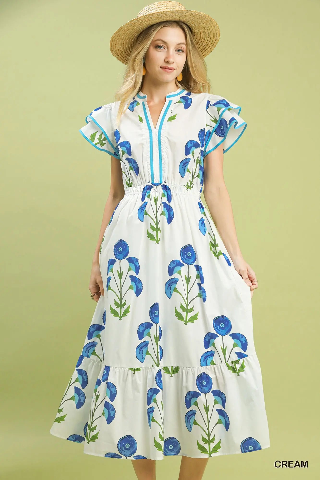 Cream/Blue | Carly Dress