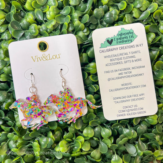 Multi Glitter Derby Earrings
