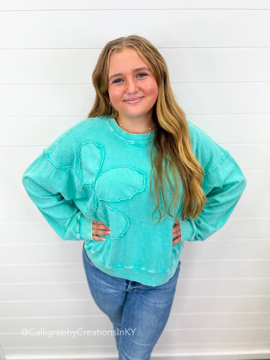 Seafoam | Flower Power Pullover