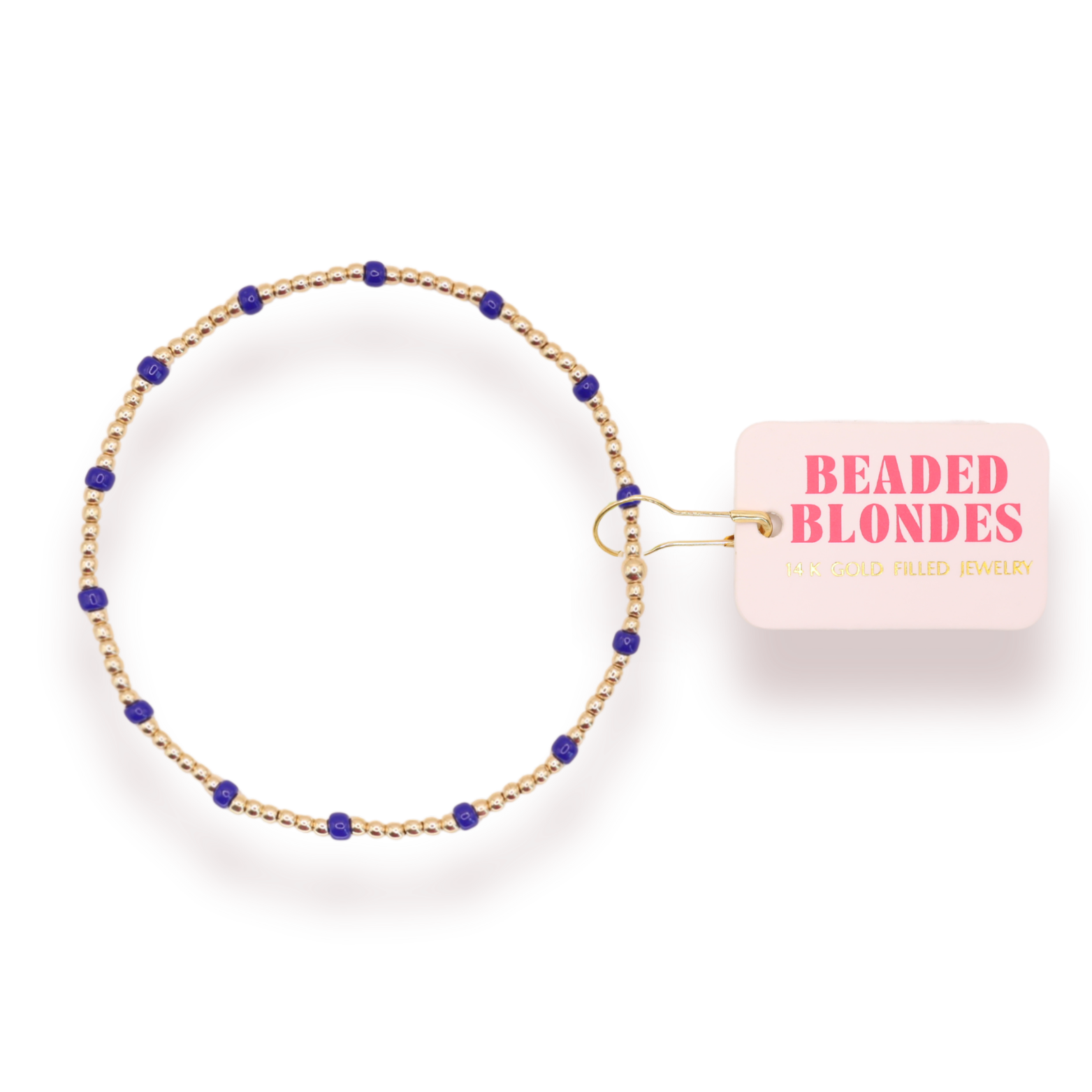 Cobalt Blue Dainty Poppi Bracelet: Gold / Standard 6.75 inch | Beaded Blondes