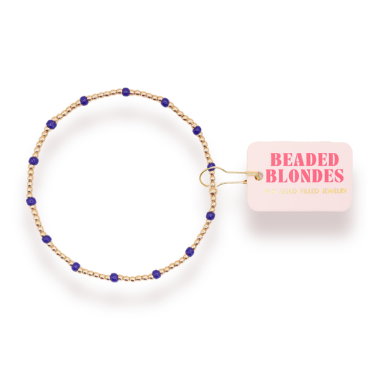 Cobalt Blue Dainty Poppi Bracelet: Gold / Standard 6.75 inch | Beaded Blondes