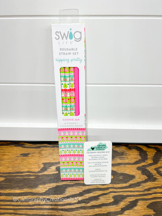 Cookie Jar + Pink Swig Reusable Straw Set FINAL SALE