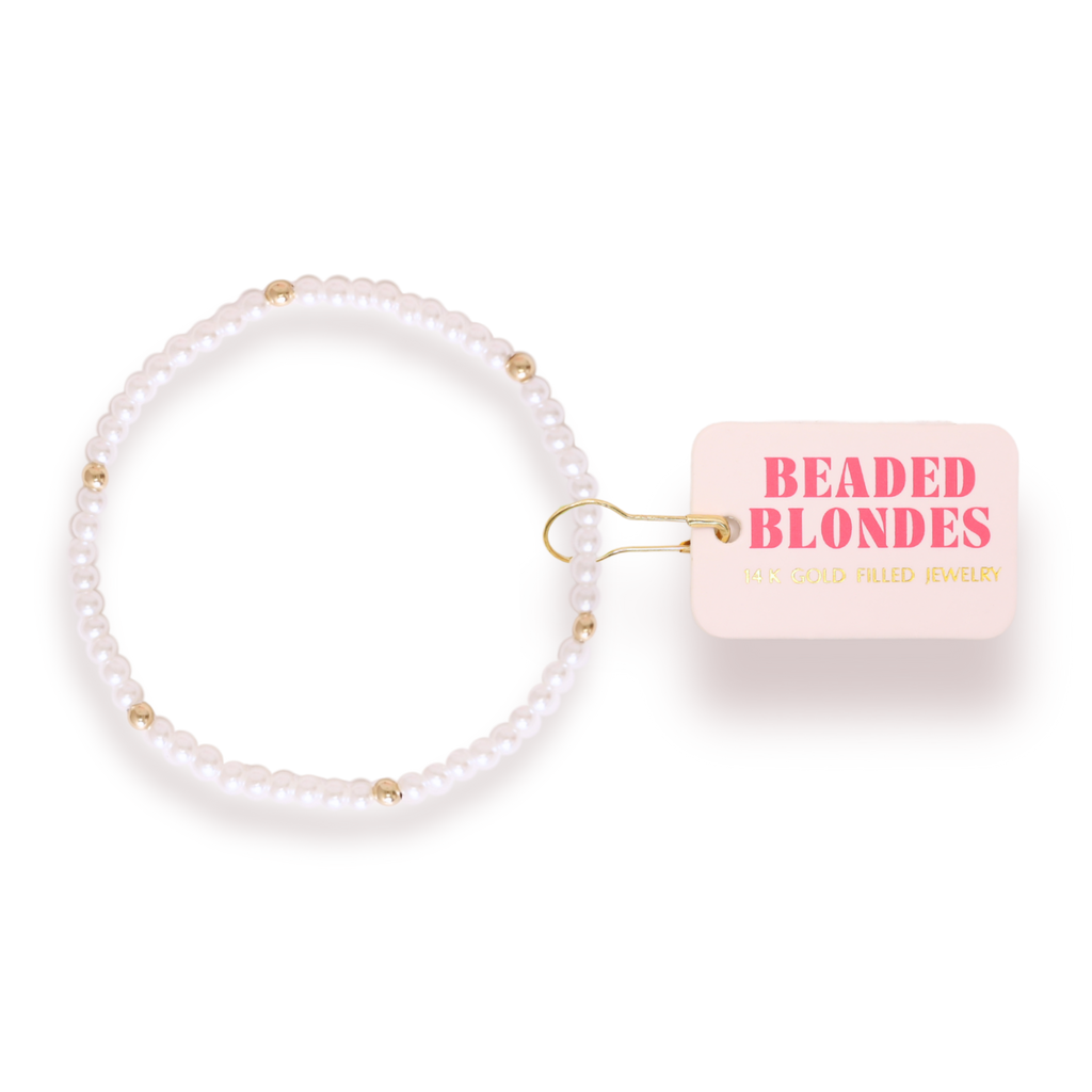 Lilly Pearl Bracelet in Gold: Standard 6.75 Inch | Beaded Blondes