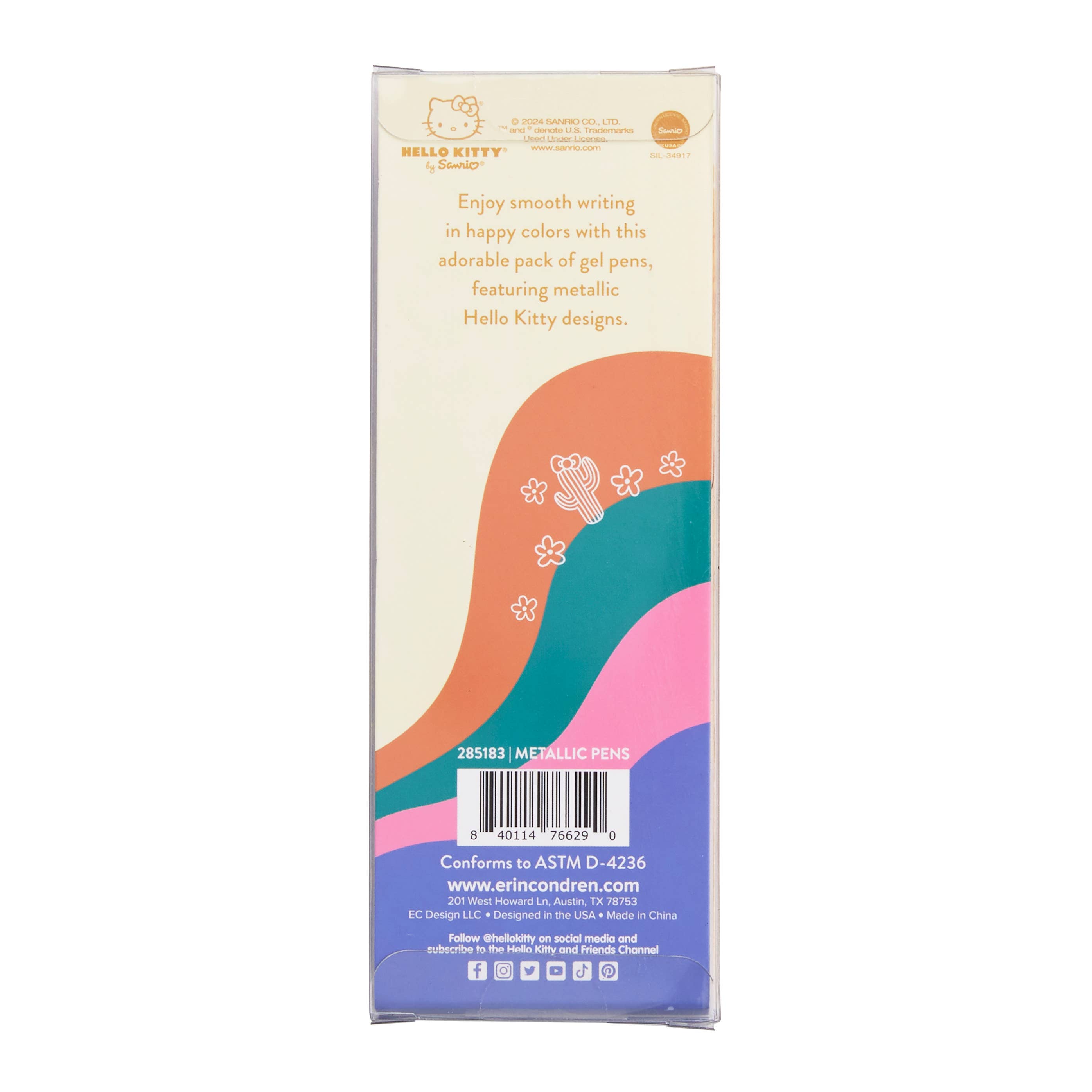Hello Kitty Metallic Gel Click Pens 5 Pack