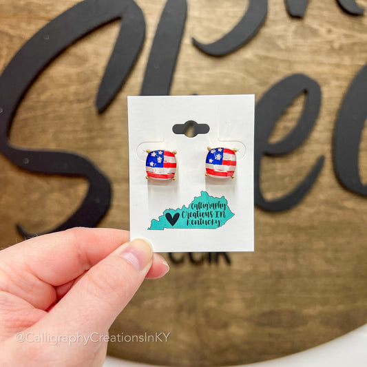Square Flag Stud Earrings