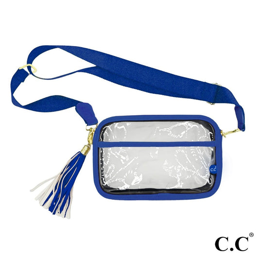 Blue - C.C. Clear Crossbody Purse