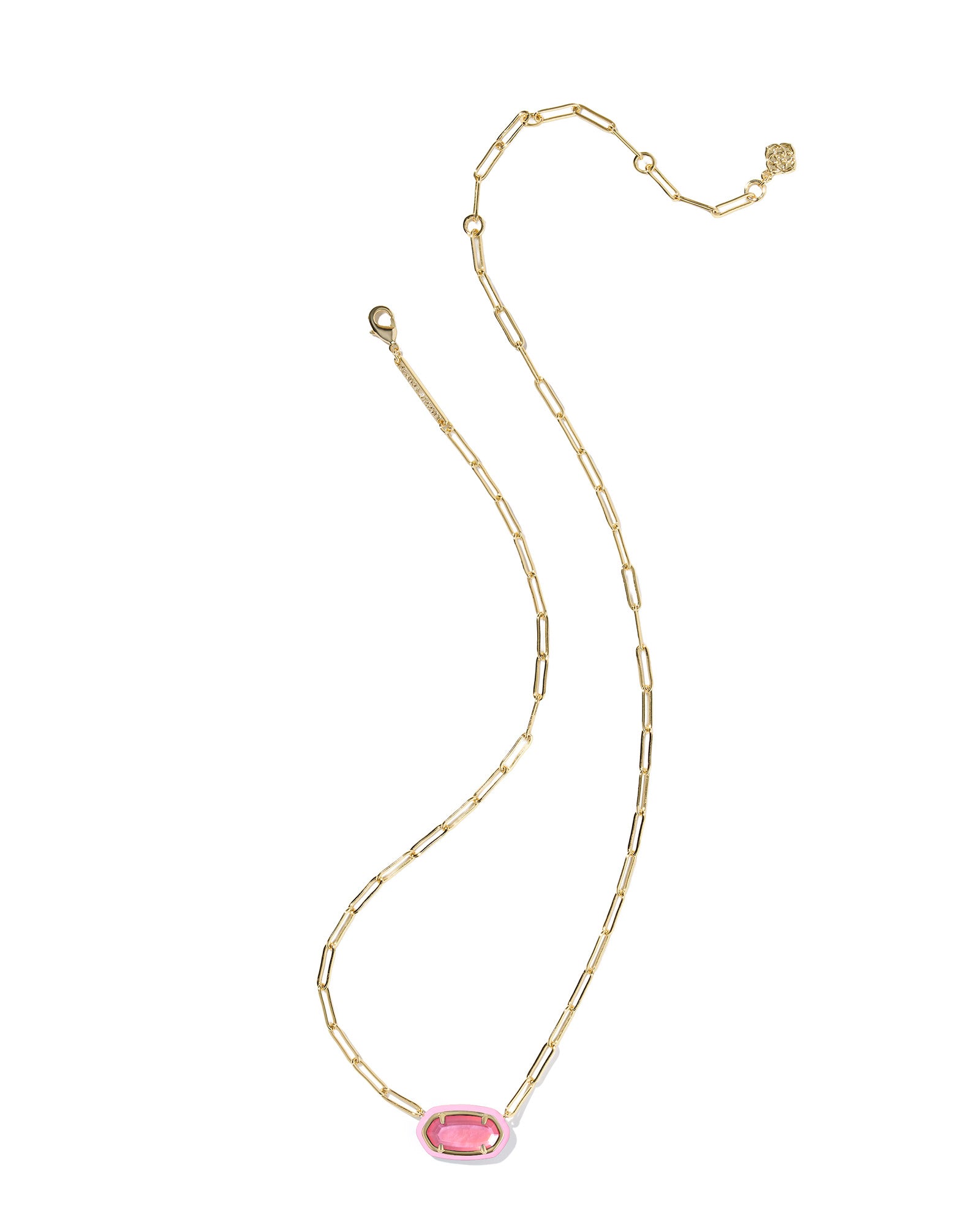 Kendra Scott Elisa Enamel Frame Paperclip Necklace - Gold Bright Pink Illusion