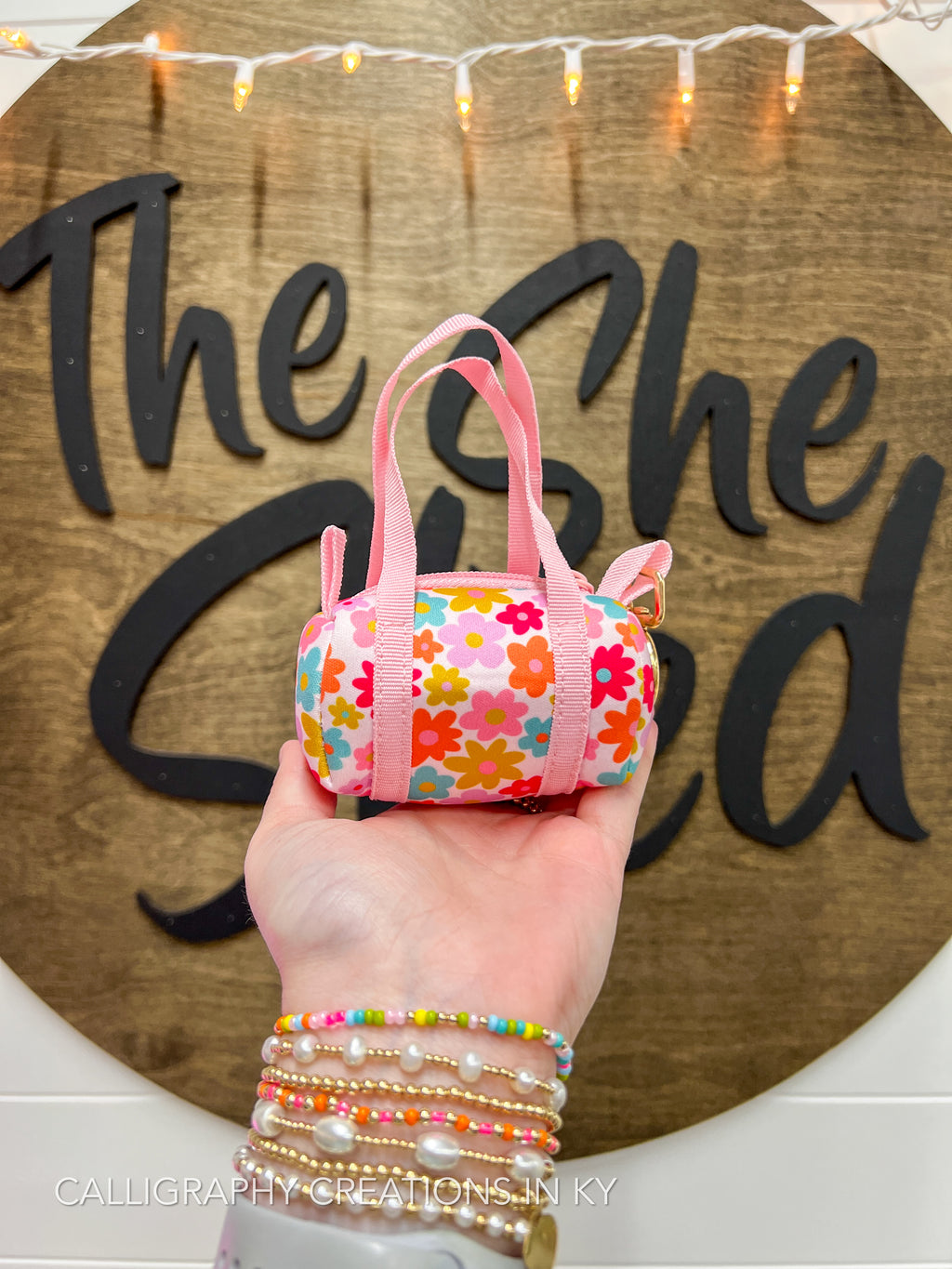 Bag Charm - Mini Purse Keychain - Retro Floral