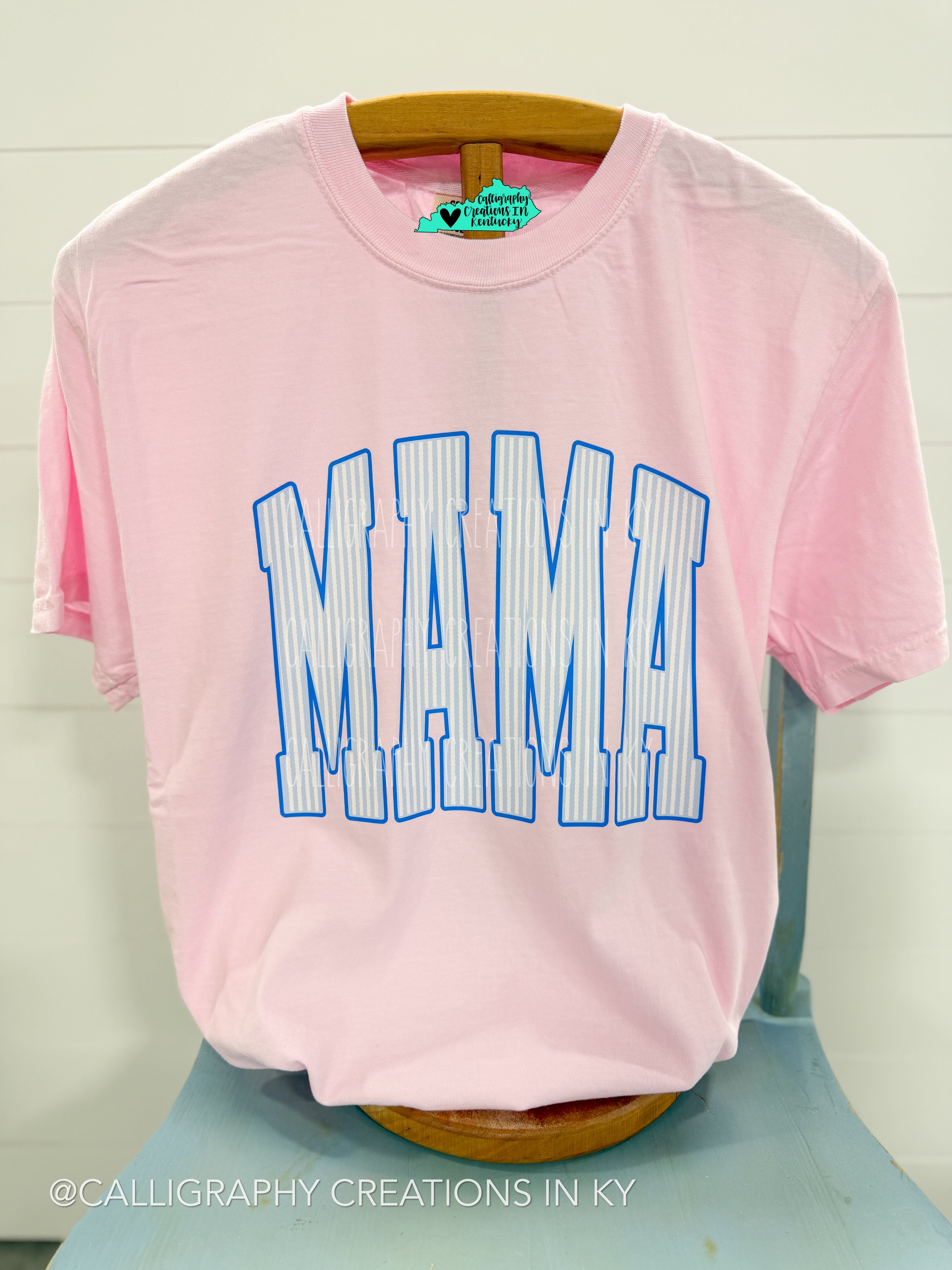 Pink • Blue Stripes Mama CC Tee