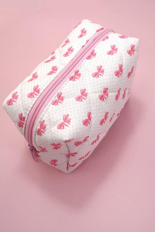 Hot Pink Quilted Cosmetic Pouch