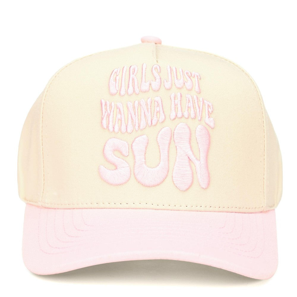 Pink | Girls Just Wanna Have Sun Embroidered Hat