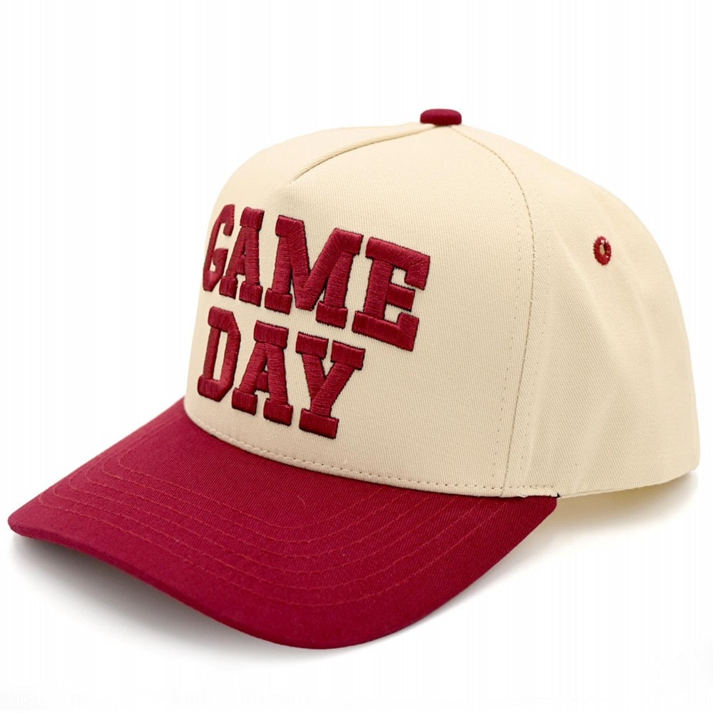 Burgundy | Two Tone Embroidered Game Day Trucker Hat