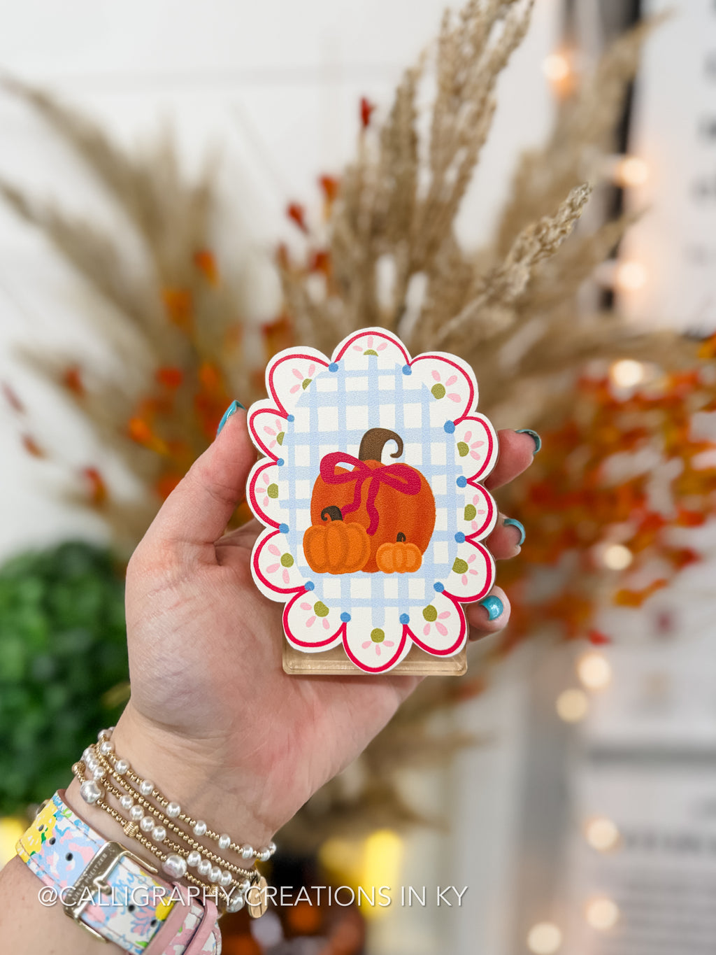 Scallop Pumpkin Acrylic Shelf Sitter - Doodles By Rebekah