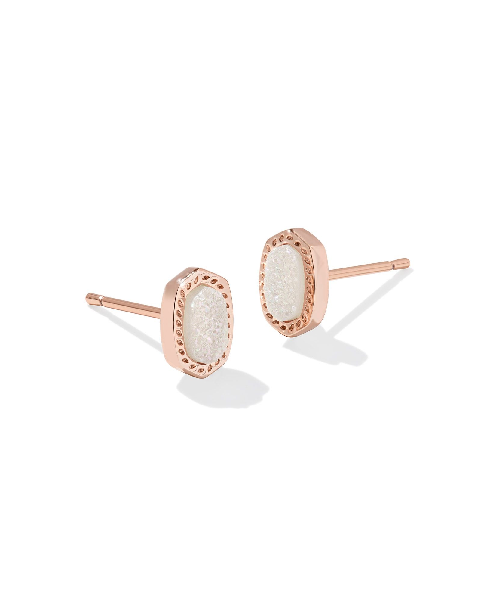 Kendra Scott Mini Ellie Stud Earrings - Rose Gold Iridescent Drusy