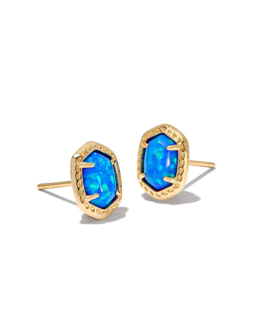 Kendra Scott Daphne Framed Stud Earring - Gold Bright Blue Kyocera Opal