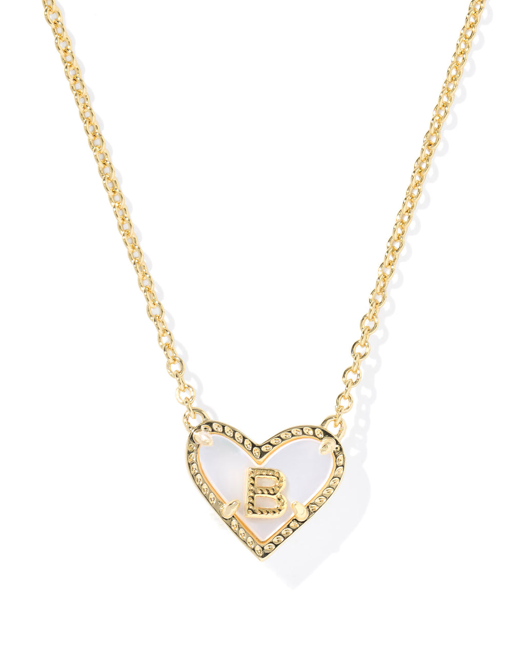 Kendra Scott Heart Letter B Short Pendant Necklace - Gold Ivory Mother Of Pearl