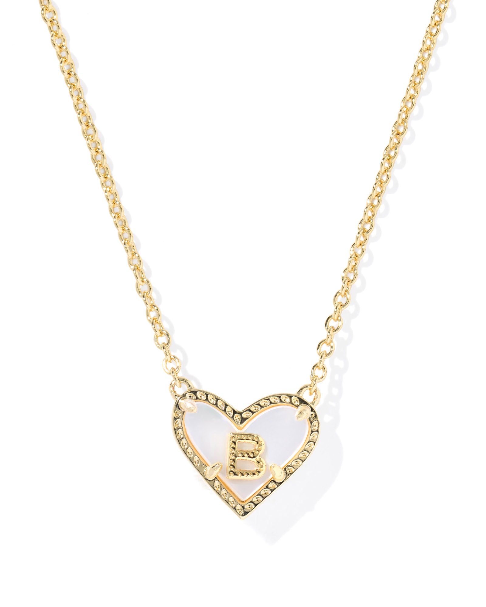 Kendra Scott Heart Letter B Short Pendant Necklace - Gold Ivory Mother Of Pearl