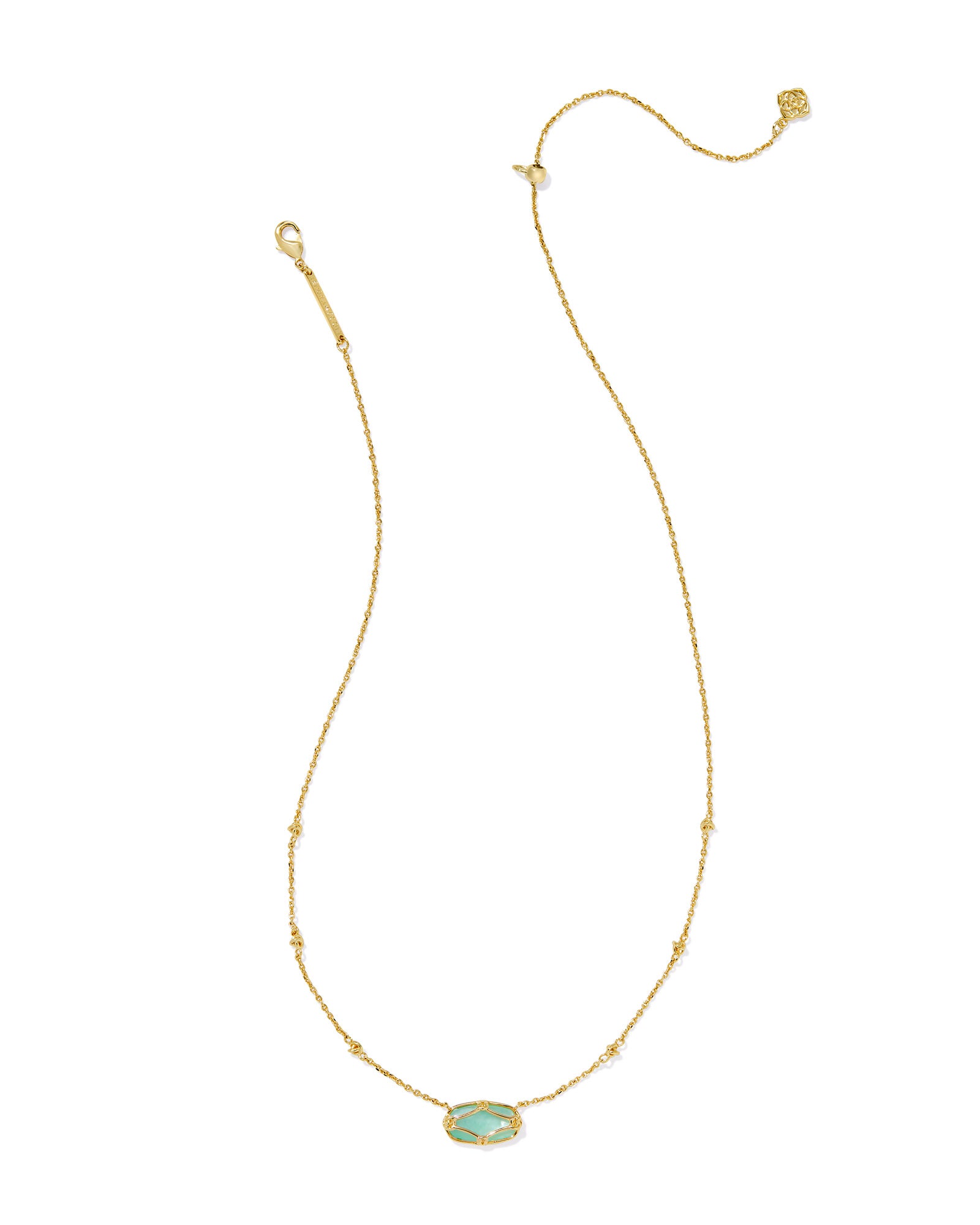 Kendra Scott Elisa Lattice Frame Short Pendant Necklace - Gold Light Green Mother Of Pear