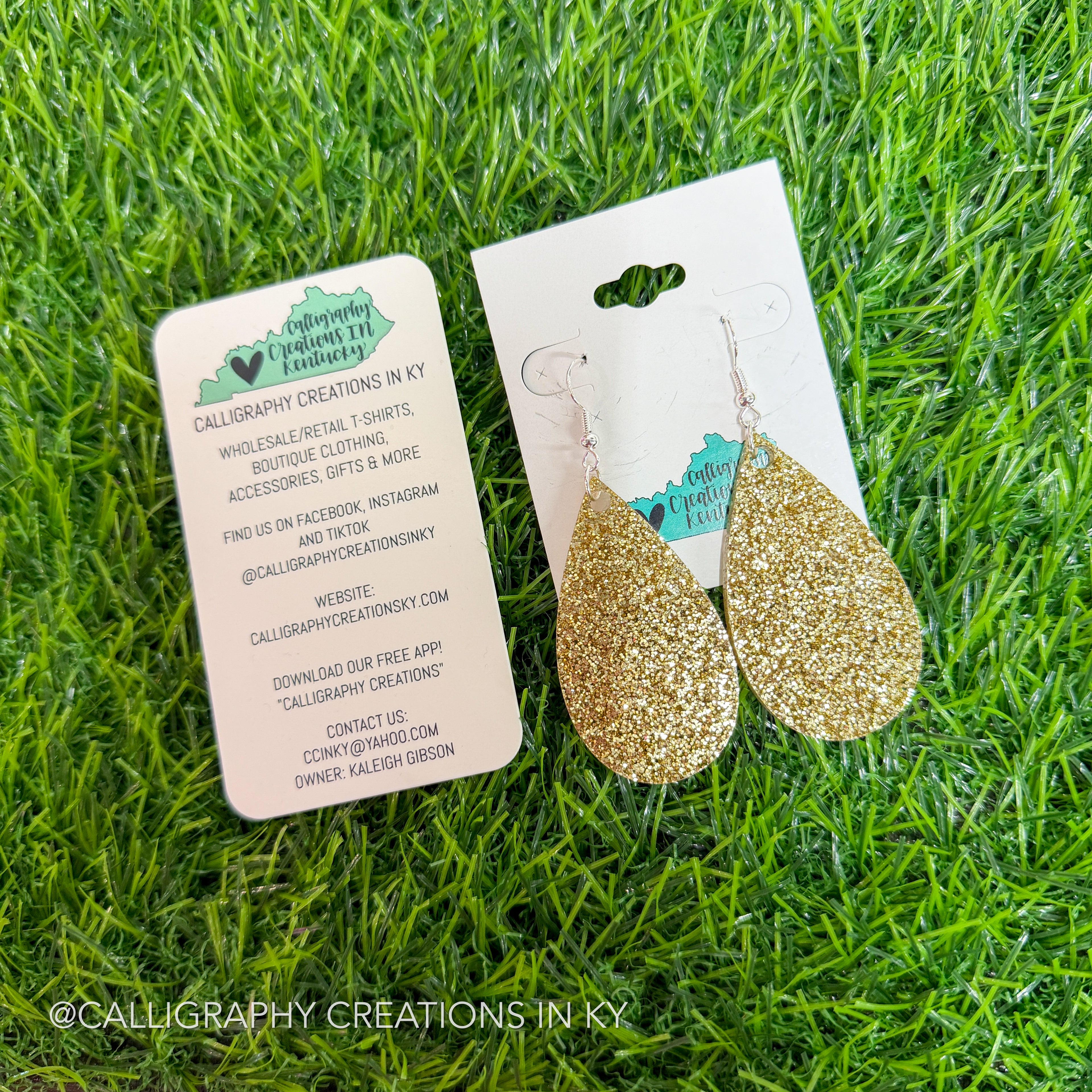 Large Gold Glitter Teardrop Earrings